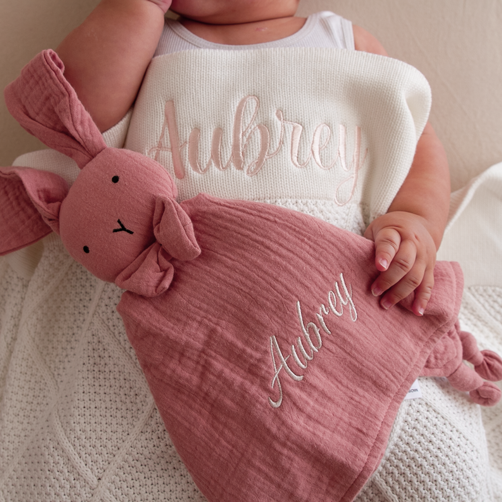 Personalised Diamond Knit Baby Blanket - Ivory