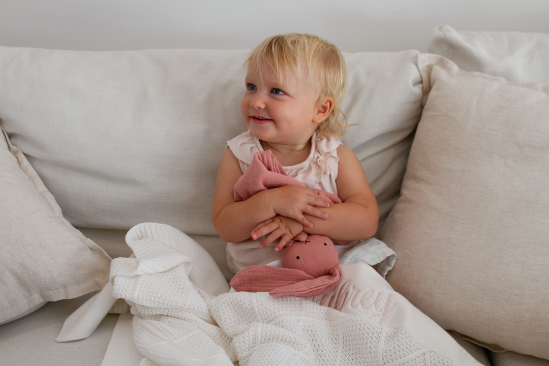 Personalised Diamond Knit Baby Blanket - Ivory