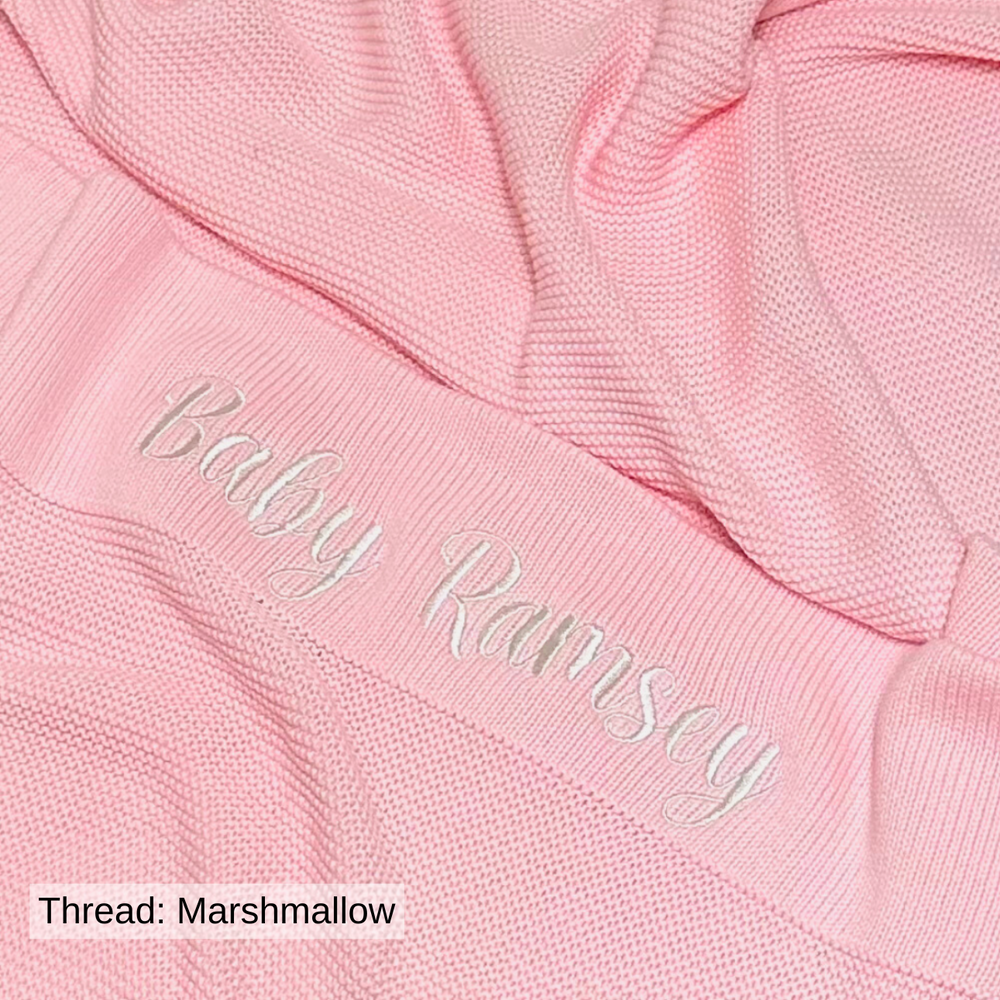 Personalised Cotton Knit Baby Blanket - Baby Pink