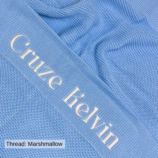 Personalised Cotton Knit Baby Blanket - Blue Bell
