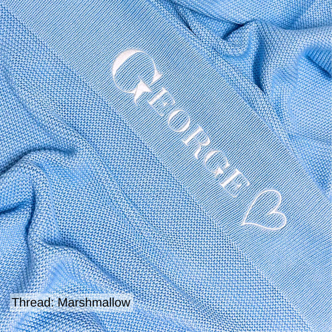 Personalised Cotton Knit Baby Blanket - Blue Bell
