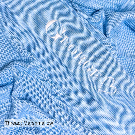Personalised Cotton Knit Baby Blanket - Blue Bell