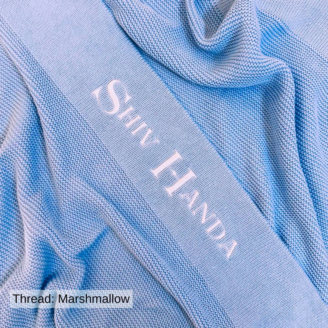 Personalised Cotton Knit Baby Blanket - Blue Bell