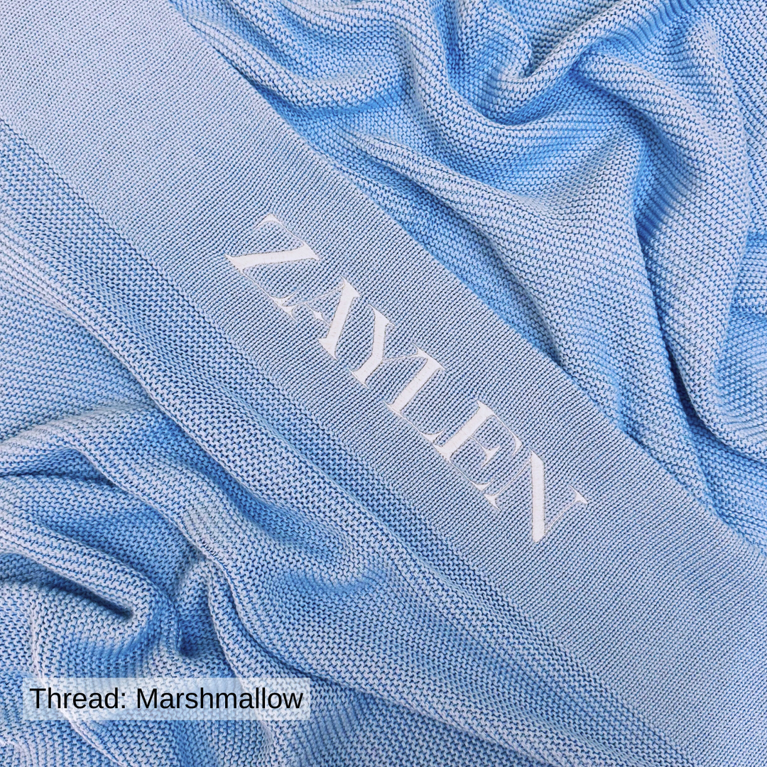Personalised Cotton Knit Baby Blanket - Blue Bell
