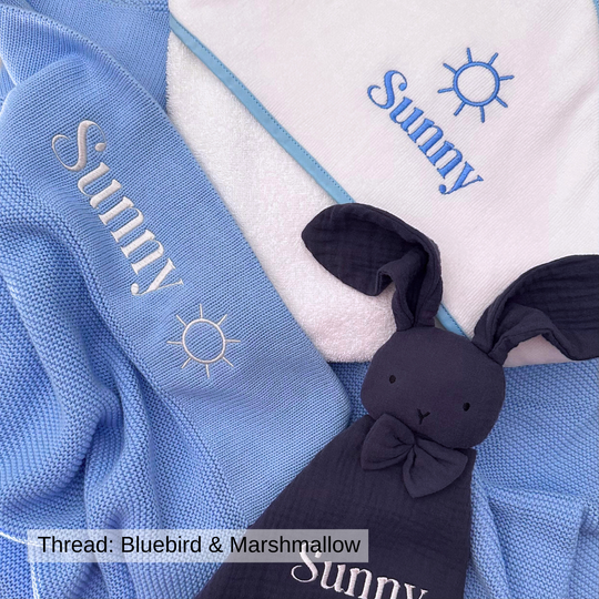 Organic Cotton Muslin Bunny Baby Comforter - Midnight Blue