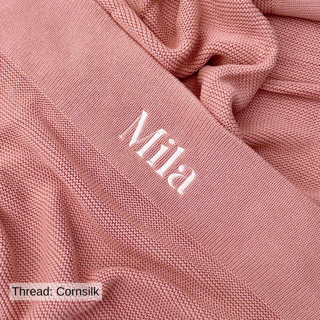 Personalised Cotton Knit Baby Blanket - Dusty Pink