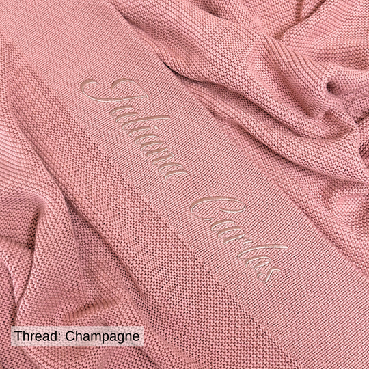 Personalised Cotton Knit Baby Blanket - Dusty Pink