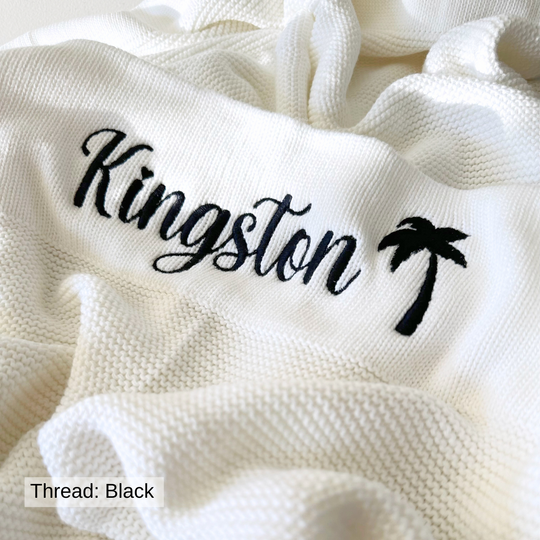 Personalised Cotton Knit Baby Blanket - Ivory