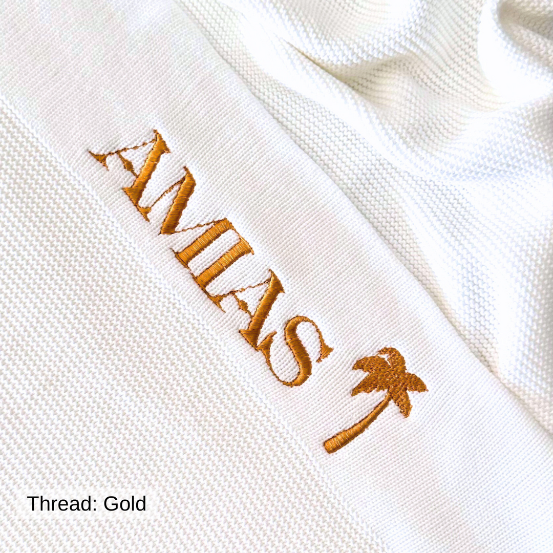 Personalised Cotton Knit Baby Blanket - Ivory