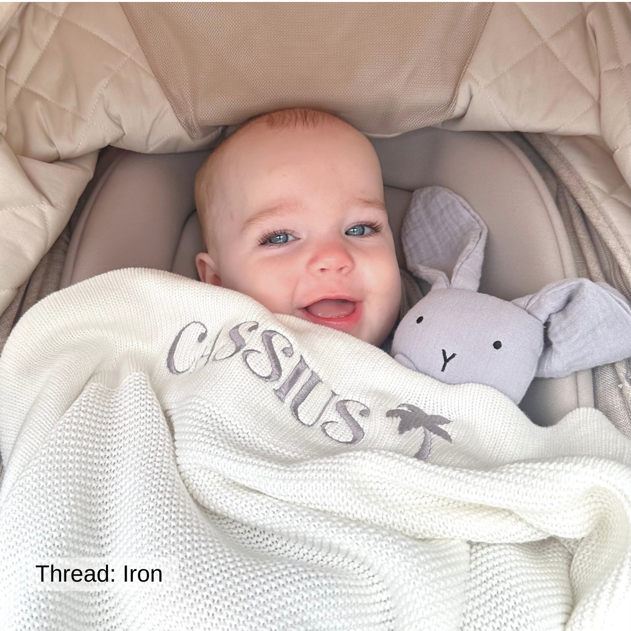 Organic Cotton Muslin Bunny Baby Comforter Stone Grey