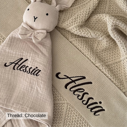 Personalised Diamond Knit Baby Blanket - Oatmeal
