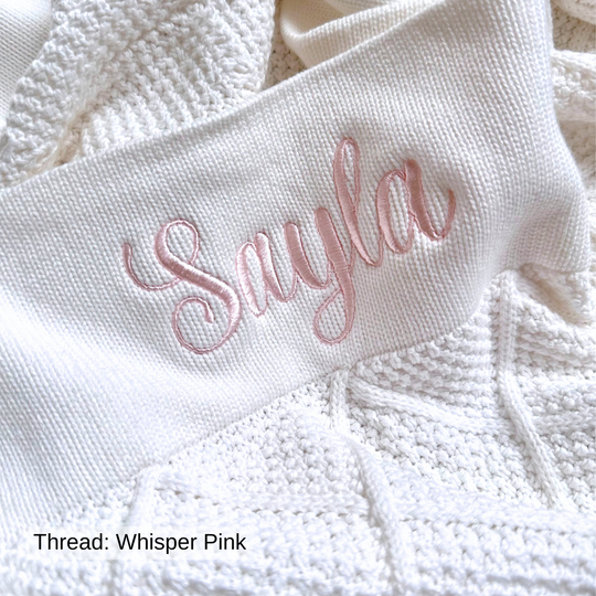 Personalised Diamond Knit Baby Blanket - Ivory