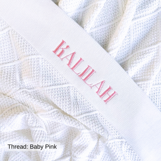 Personalised Diamond Knit Baby Blanket - Ivory