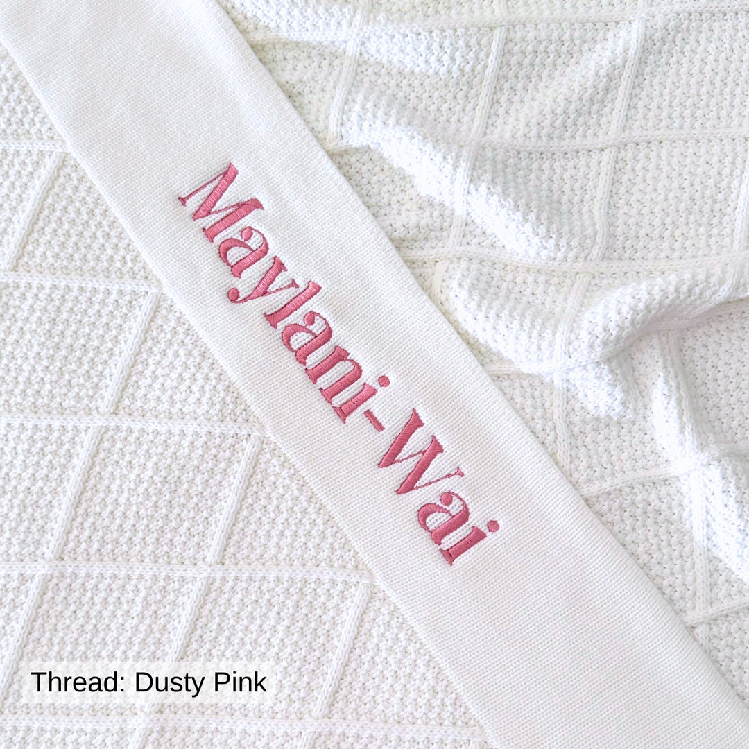 Personalised Diamond Knit Baby Blanket - Ivory
