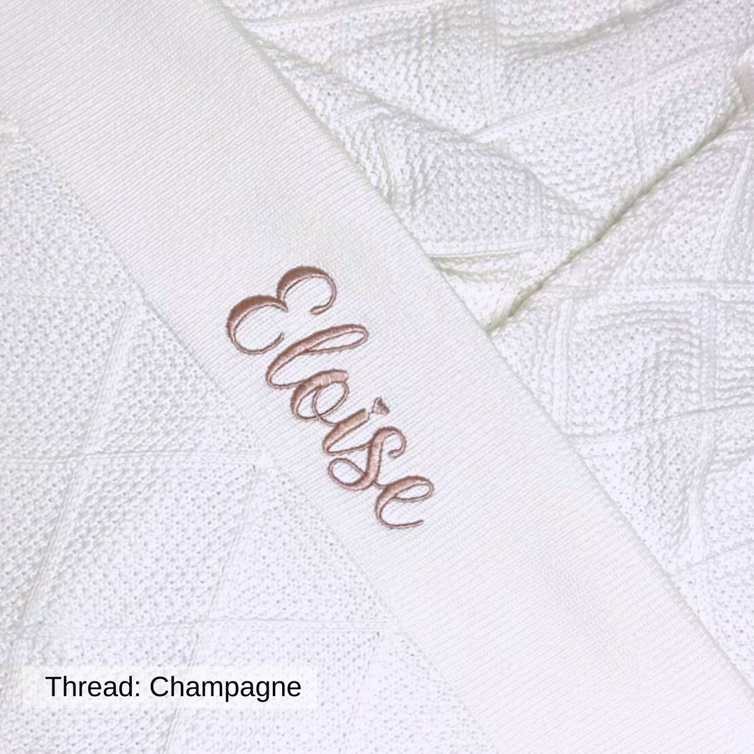 Personalised Diamond Knit Baby Blanket - Ivory