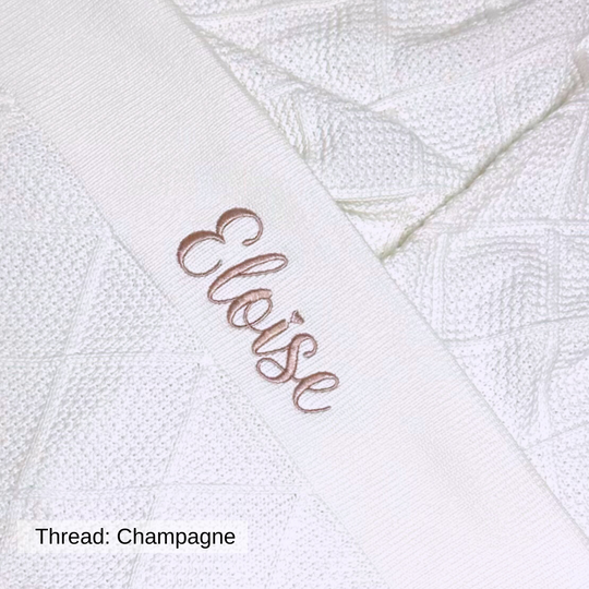 Personalised Diamond Knit Baby Blanket - Ivory