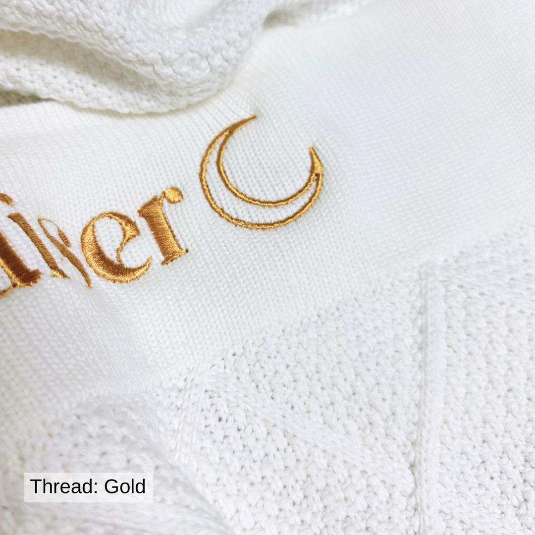 Personalised Diamond Knit Baby Blanket - Ivory