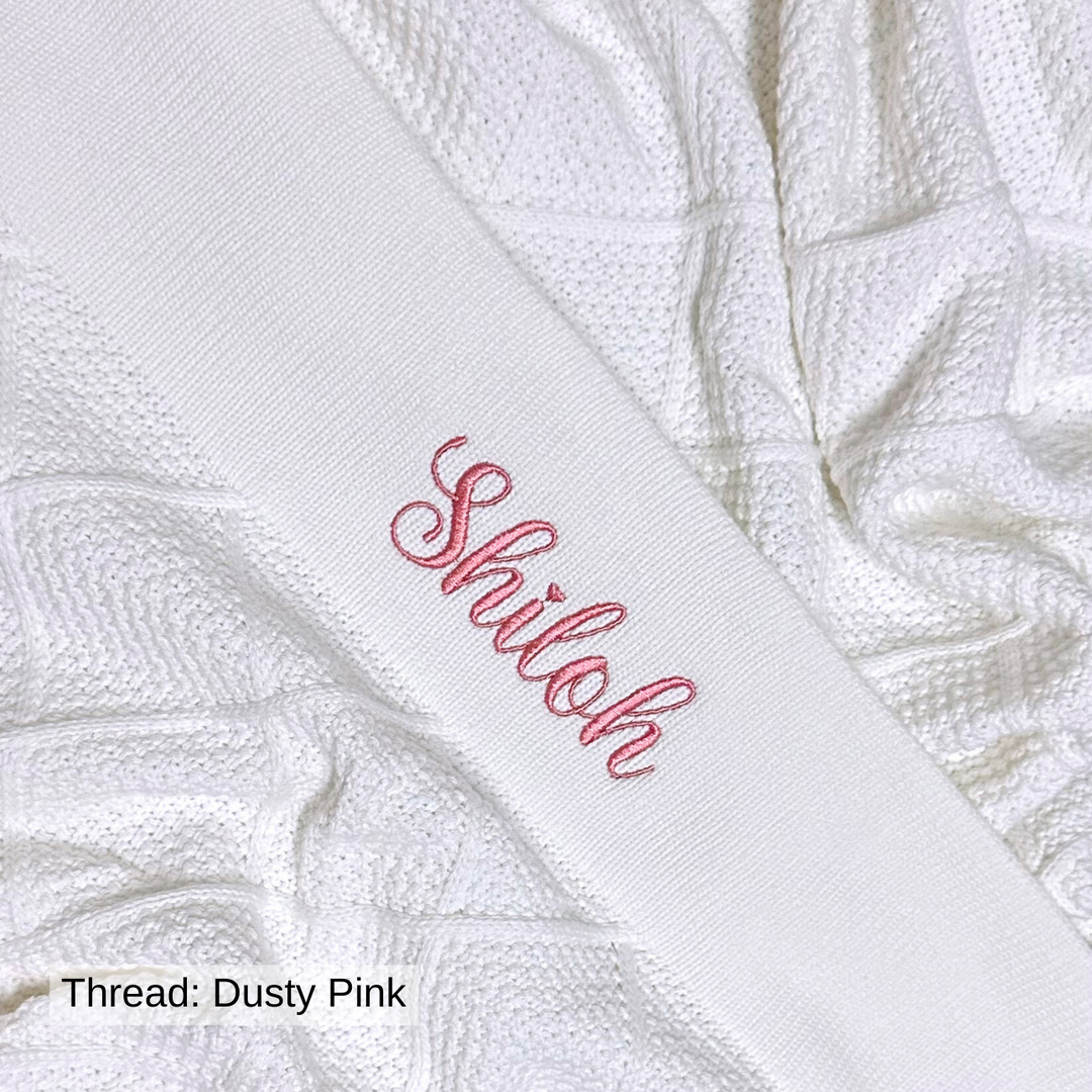 Personalised Diamond Knit Baby Blanket - Ivory