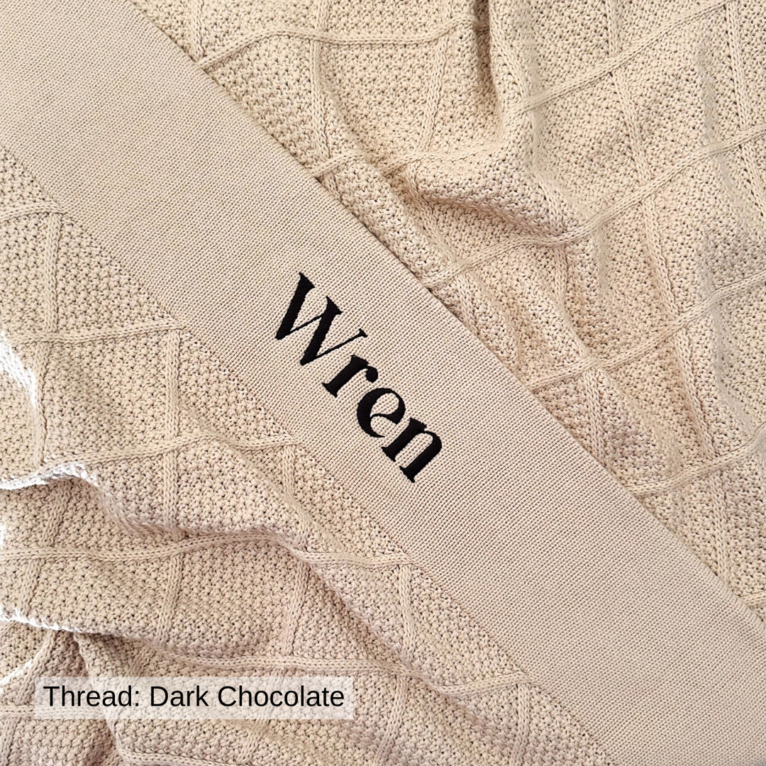 Personalised Diamond Knit Baby Blanket - Oatmeal