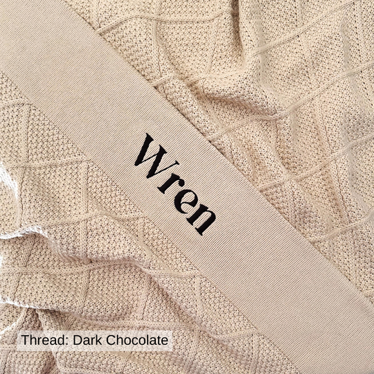 Personalised Diamond Knit Baby Blanket - Oatmeal
