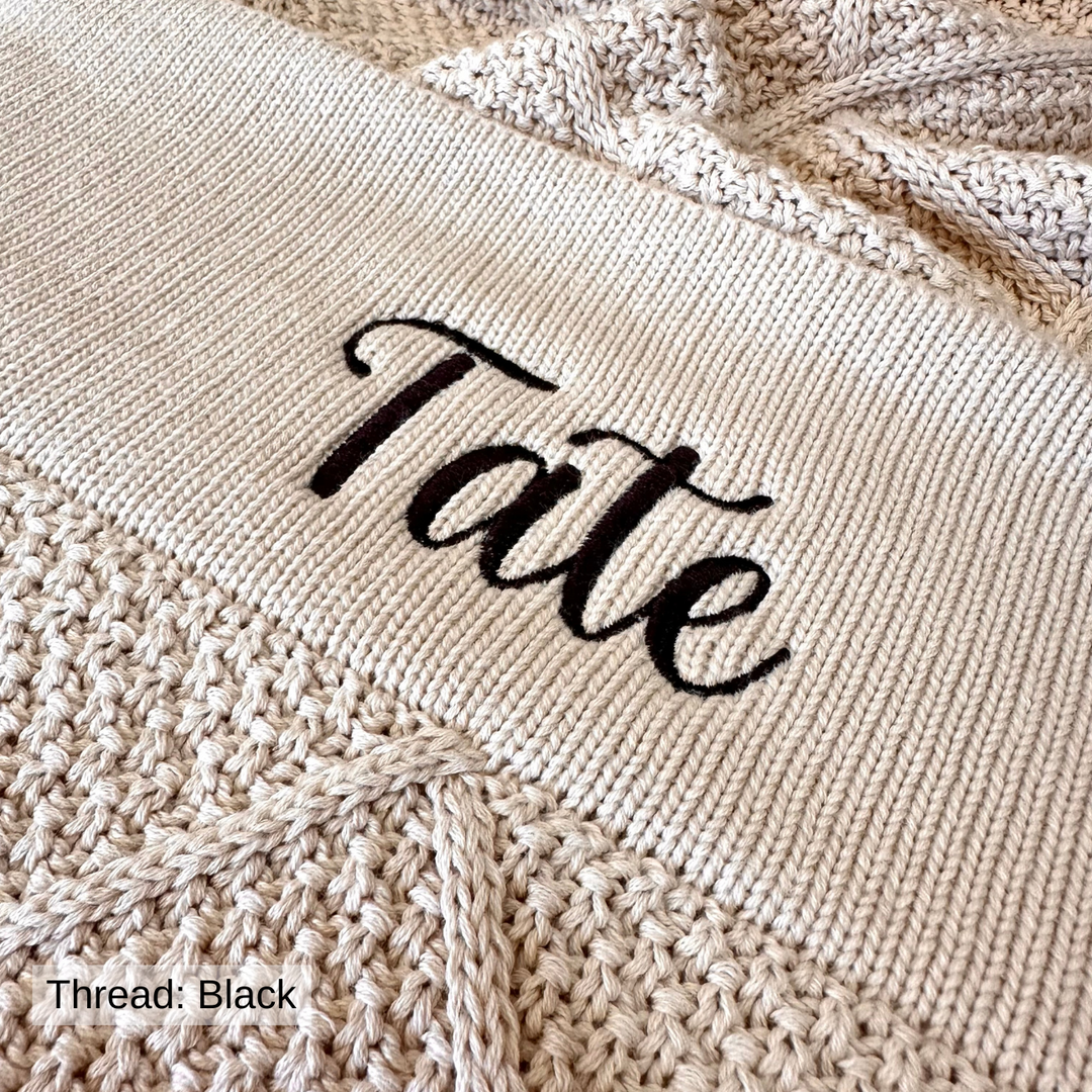 Personalised Diamond Knit Baby Blanket - Oatmeal