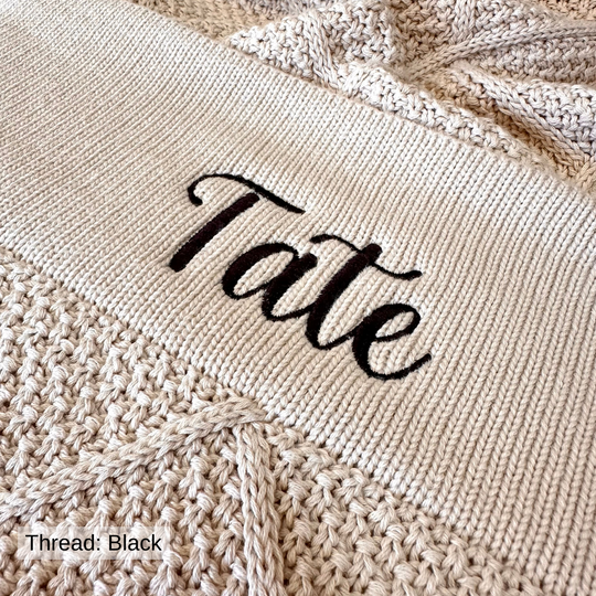 Personalised Diamond Knit Baby Blanket - Oatmeal