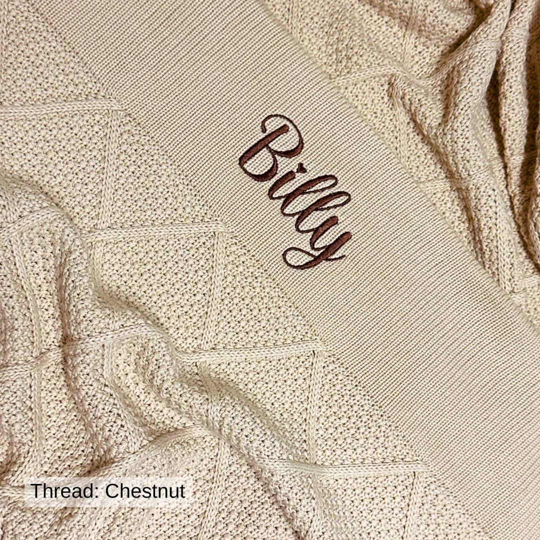 Personalised Diamond Knit Baby Blanket - Oatmeal