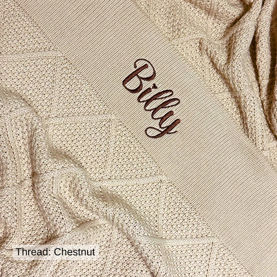 Personalised Diamond Knit Baby Blanket - Oatmeal