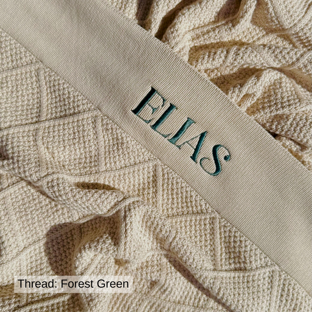 Personalised Diamond Knit Baby Blanket - Oatmeal