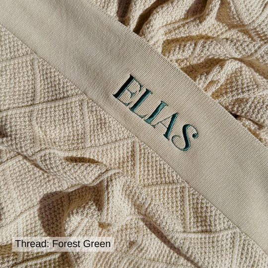 Personalised Diamond Knit Baby Blanket - Oatmeal
