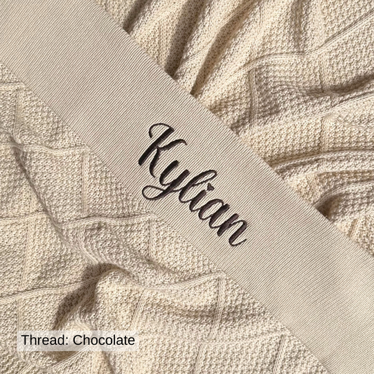 Personalised Diamond Knit Baby Blanket - Oatmeal