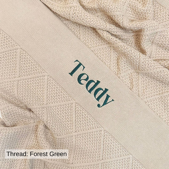 Personalised Diamond Knit Baby Blanket - Oatmeal