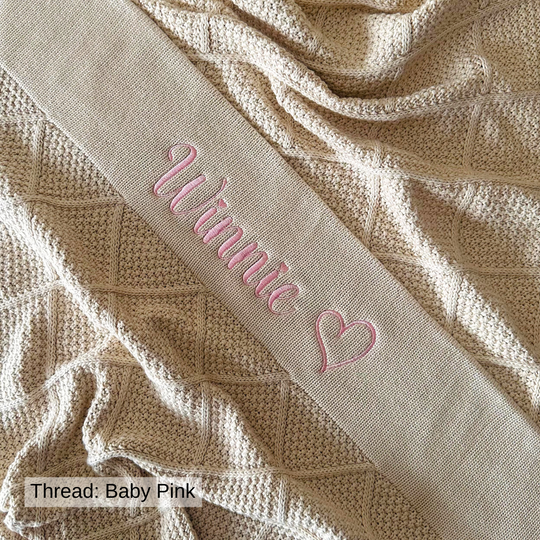 Personalised Diamond Knit Baby Blanket - Oatmeal