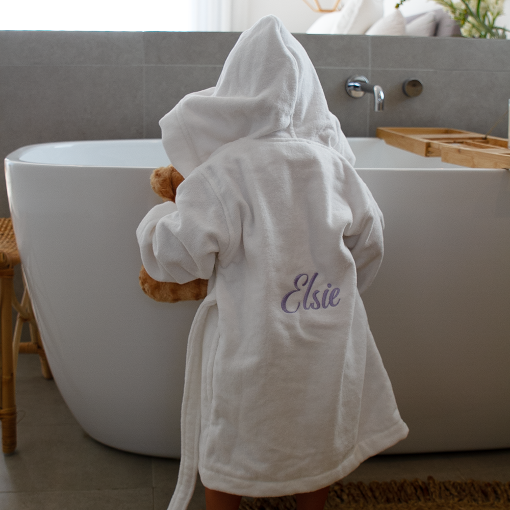 Premium Toddler Swim & Bath Robe - White